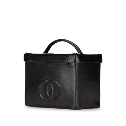 Black Chanel CC Caviar Vanity Case