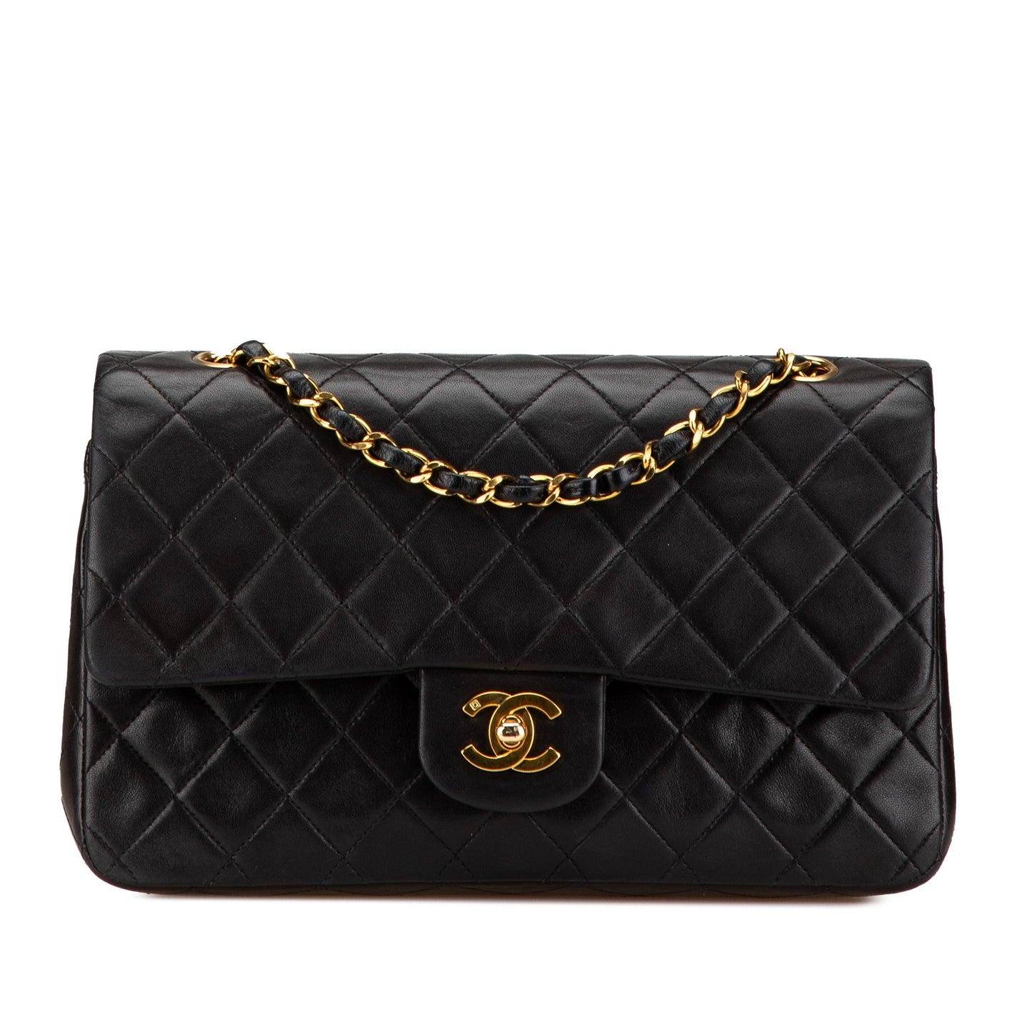 Black Chanel Medium Classic Lambskin Double Flap Shoulder Bag