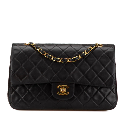Black Chanel Medium Classic Lambskin Double Flap Shoulder Bag