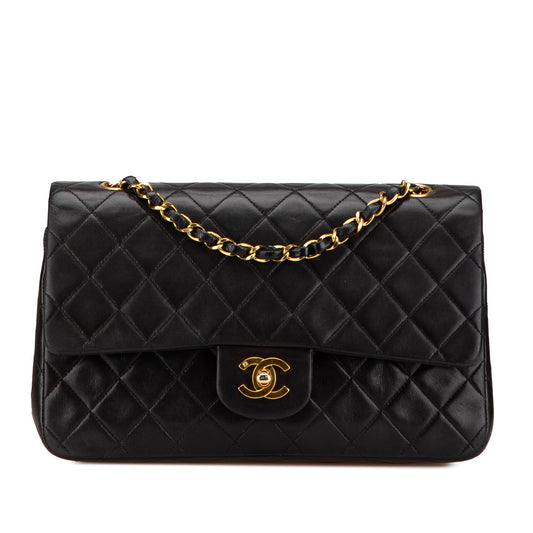 Black Chanel Medium Classic Lambskin Double Flap Shoulder Bag