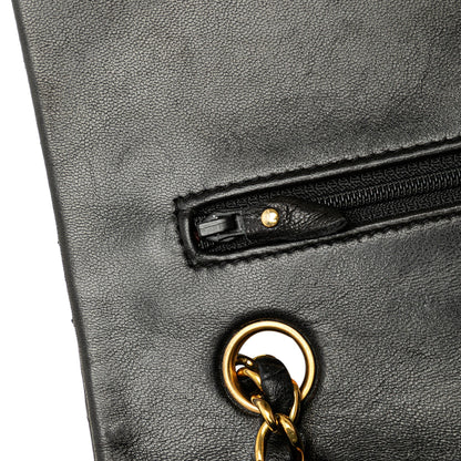 Black Chanel Medium Classic Lambskin Double Flap Shoulder Bag