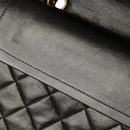 Black Chanel Medium Classic Lambskin Double Flap Shoulder Bag