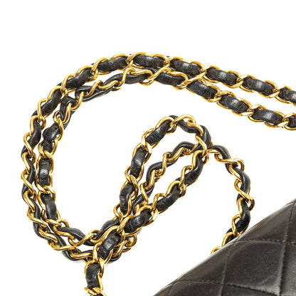 Black Chanel Medium Classic Lambskin Double Flap Shoulder Bag