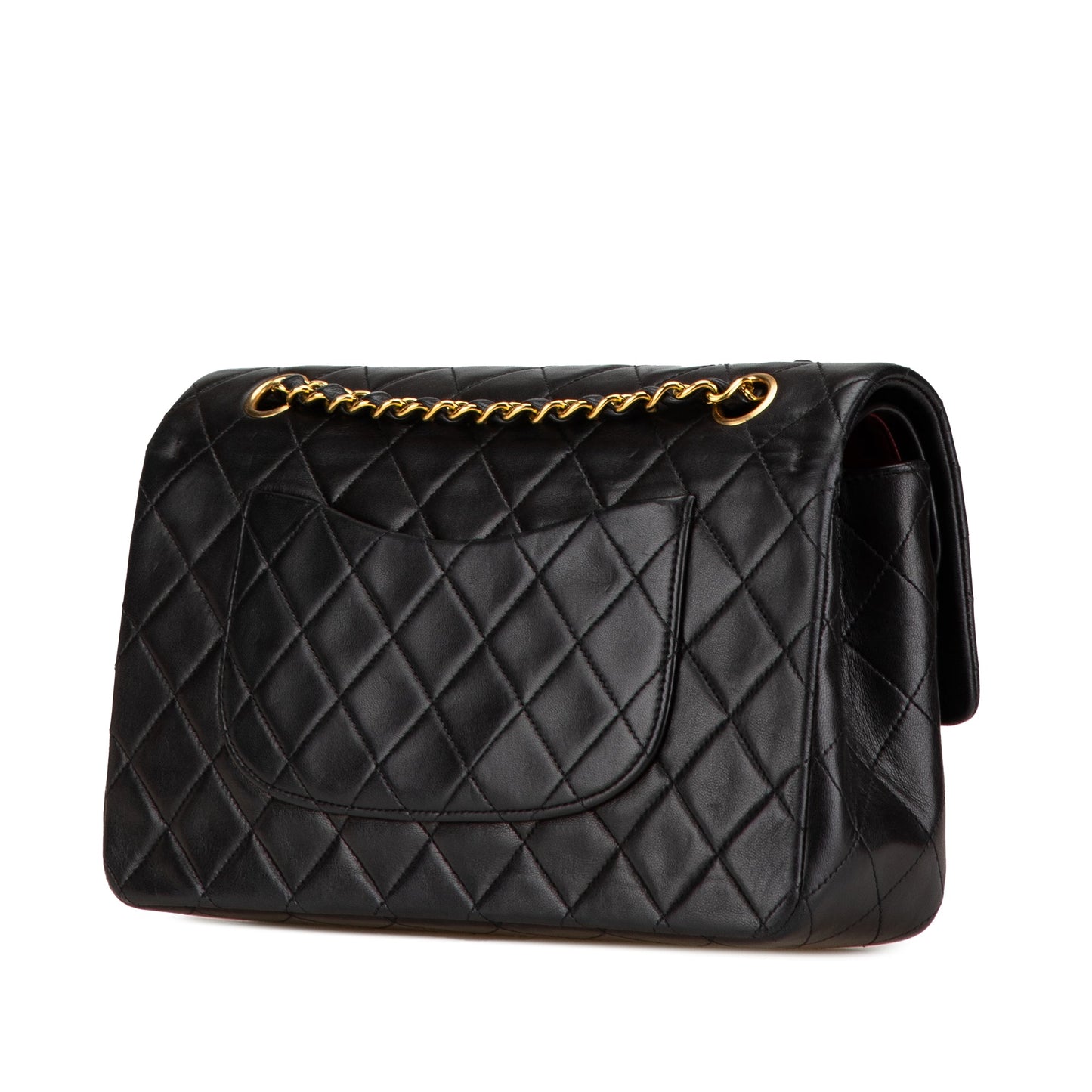 Black Chanel Medium Classic Lambskin Double Flap Shoulder Bag