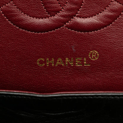 Black Chanel Medium Classic Lambskin Double Flap Shoulder Bag