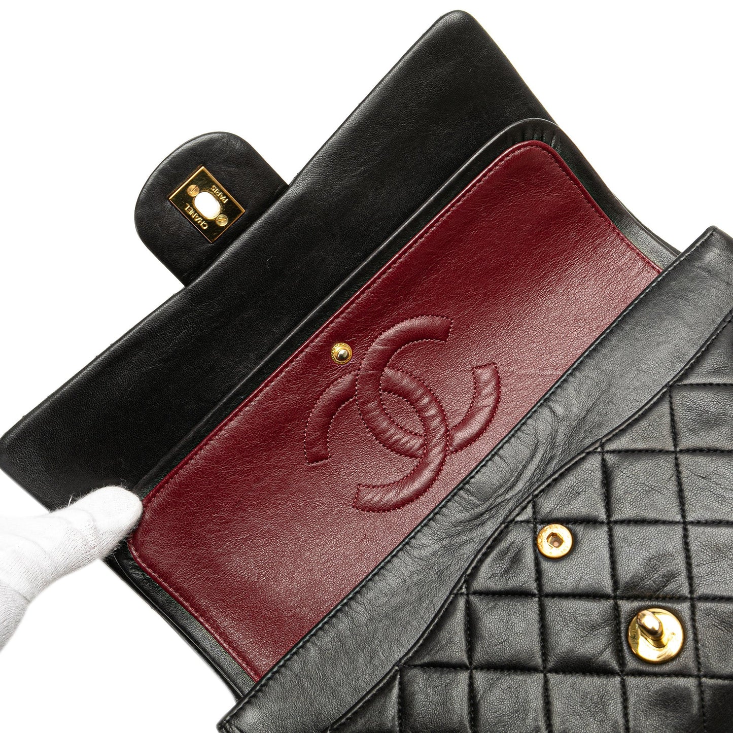 Black Chanel Medium Classic Lambskin Double Flap Shoulder Bag
