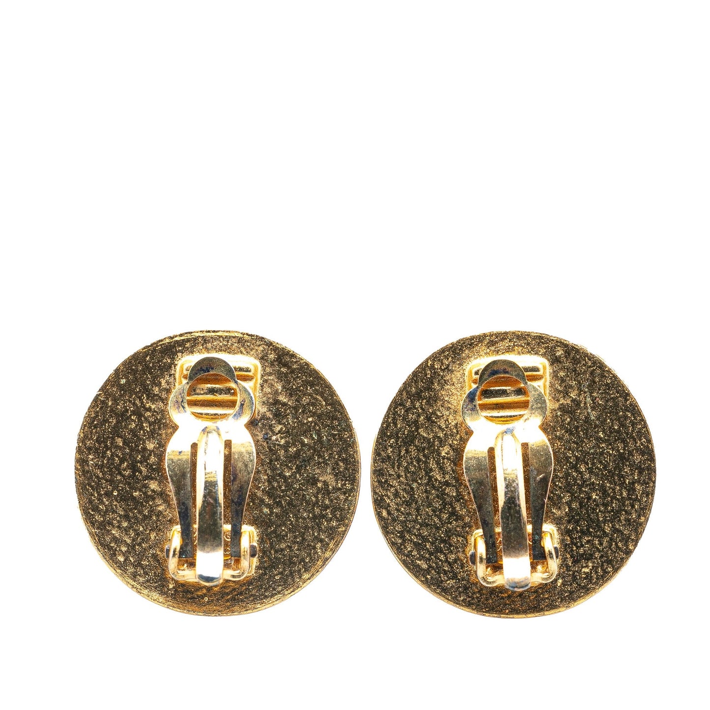 Black Chanel Gold Plated Enamel CC Clip On Earrings
