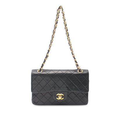 Black Chanel Small Classic Lambskin Double Flap Shoulder Bag