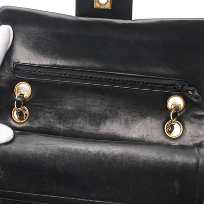 Black Chanel Small Classic Lambskin Double Flap Shoulder Bag