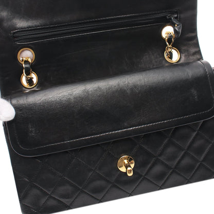 Black Chanel Small Classic Lambskin Double Flap Shoulder Bag