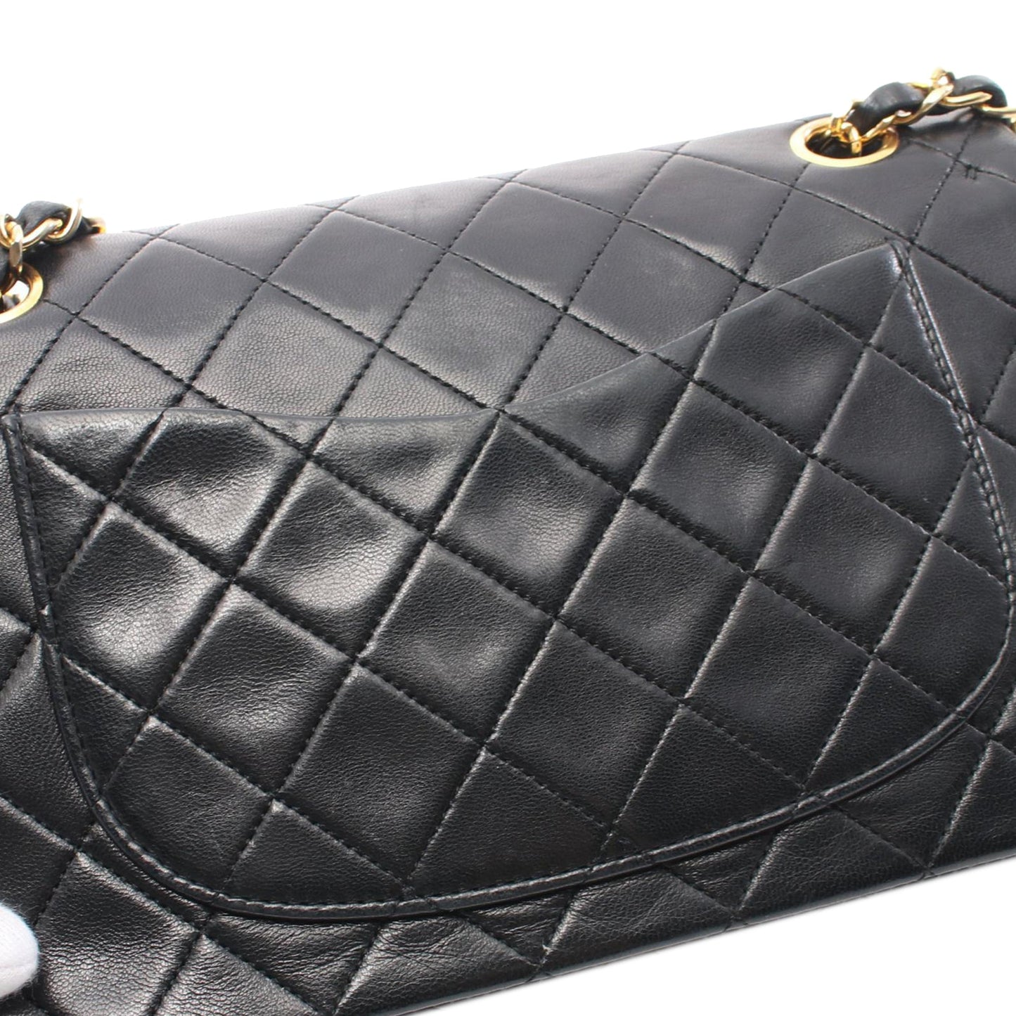 Black Chanel Small Classic Lambskin Double Flap Shoulder Bag
