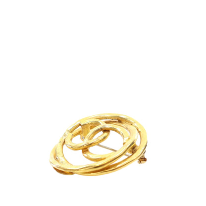 Gold Chanel Gold Plated CC Brooch