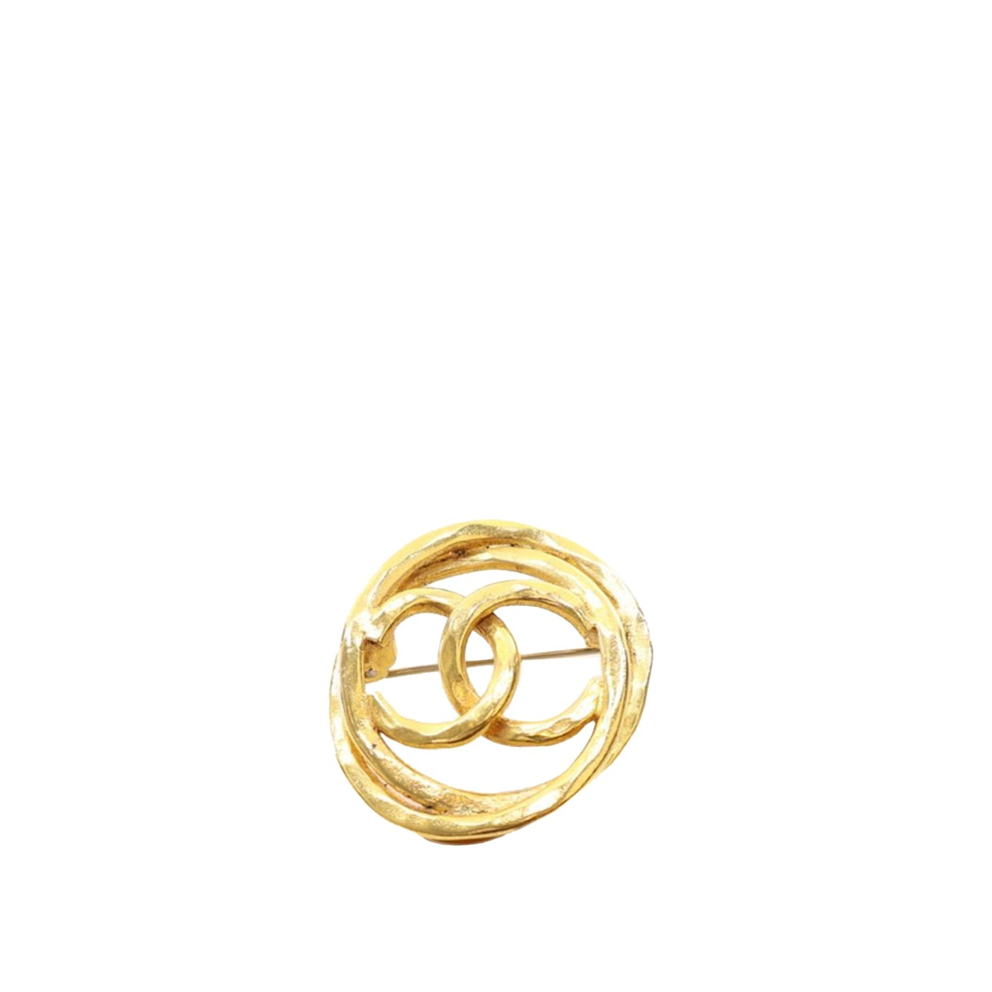 Gold Chanel Gold Plated CC Brooch