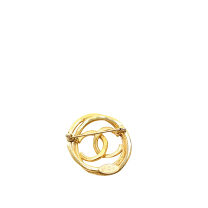 Gold Chanel Gold Plated CC Brooch