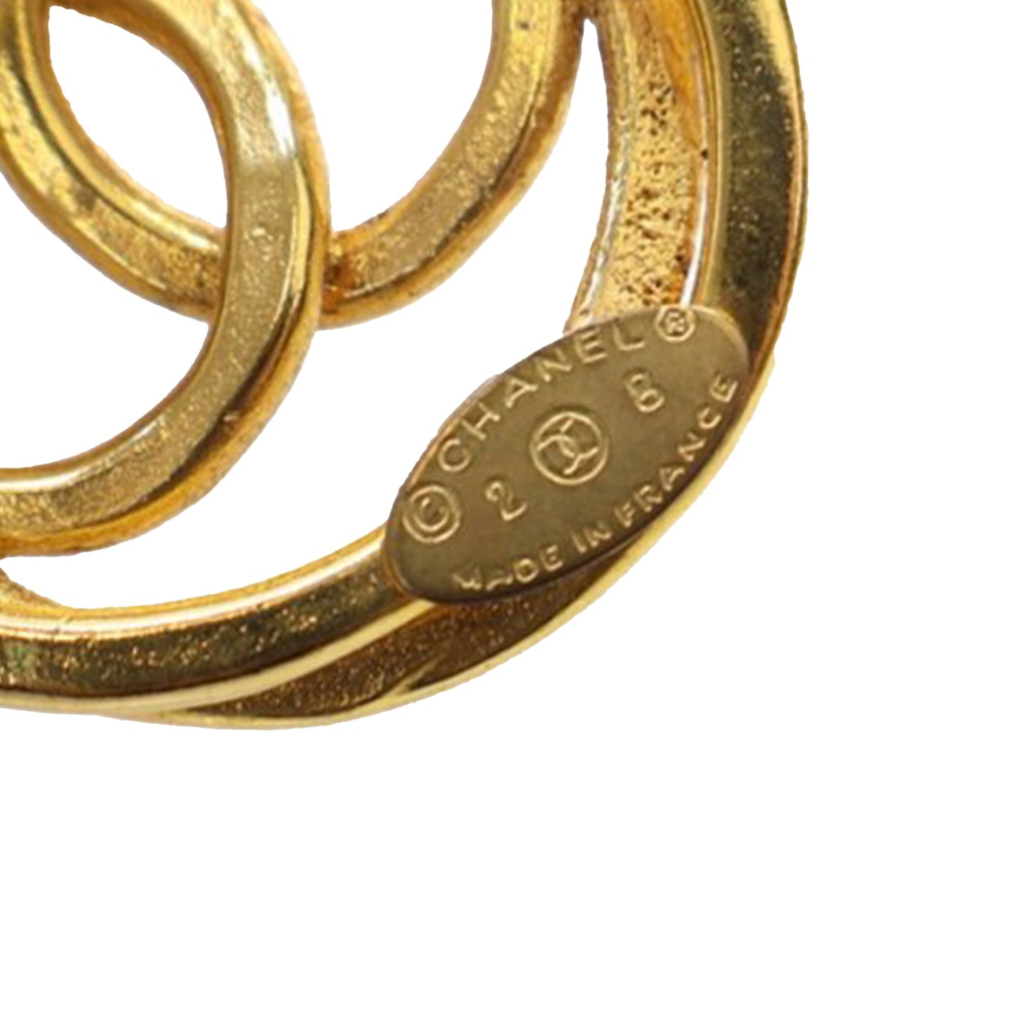 Gold Chanel Gold Plated CC Brooch