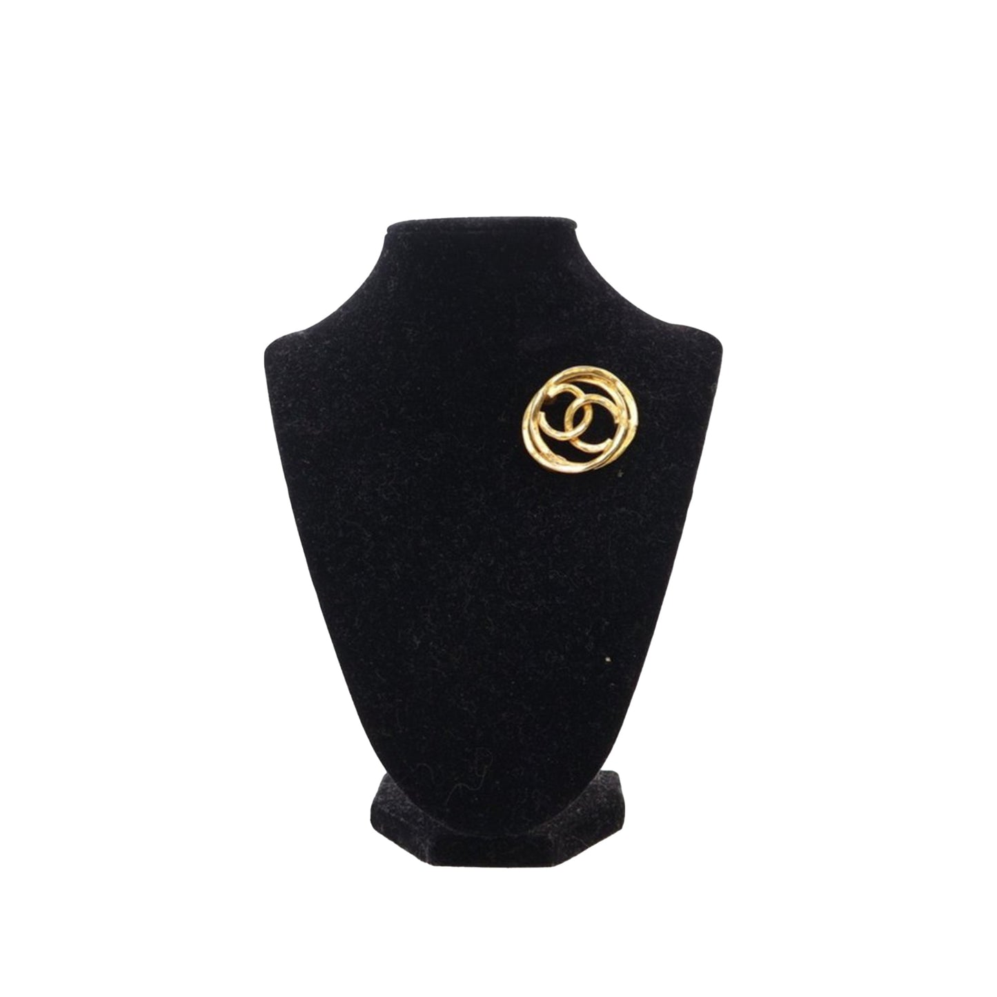 Gold Chanel Gold Plated CC Brooch