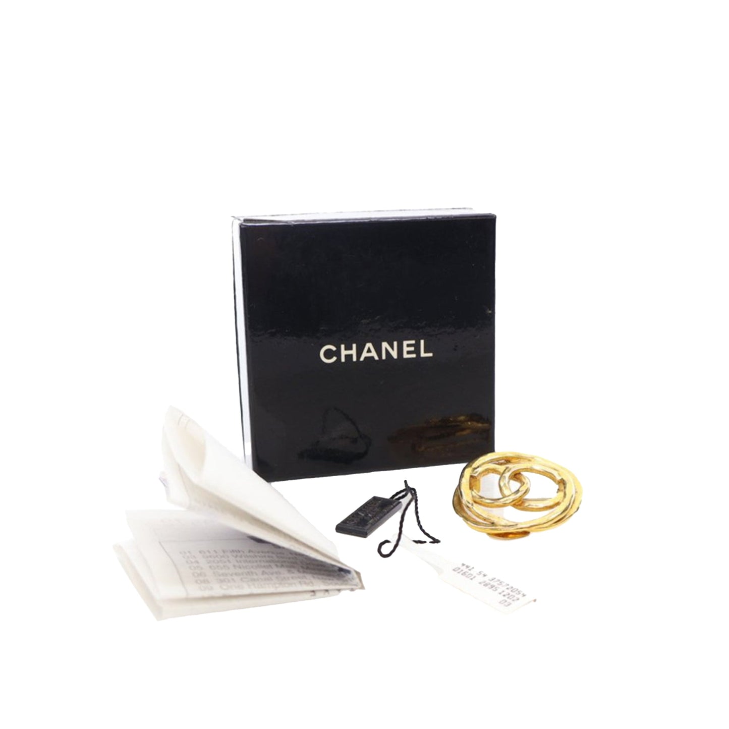 Gold Chanel Gold Plated CC Brooch