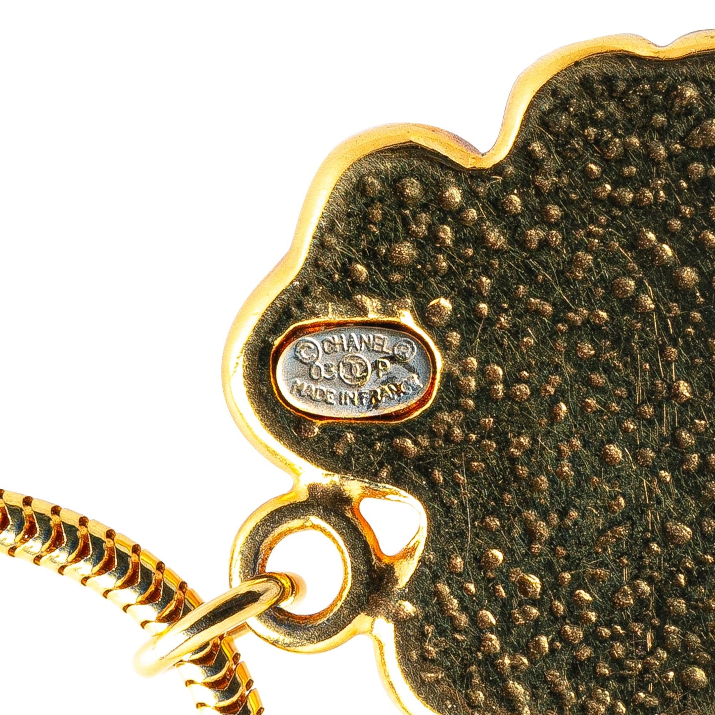 Gold Chanel Gold Plated And Resin Clover Pendant Necklace