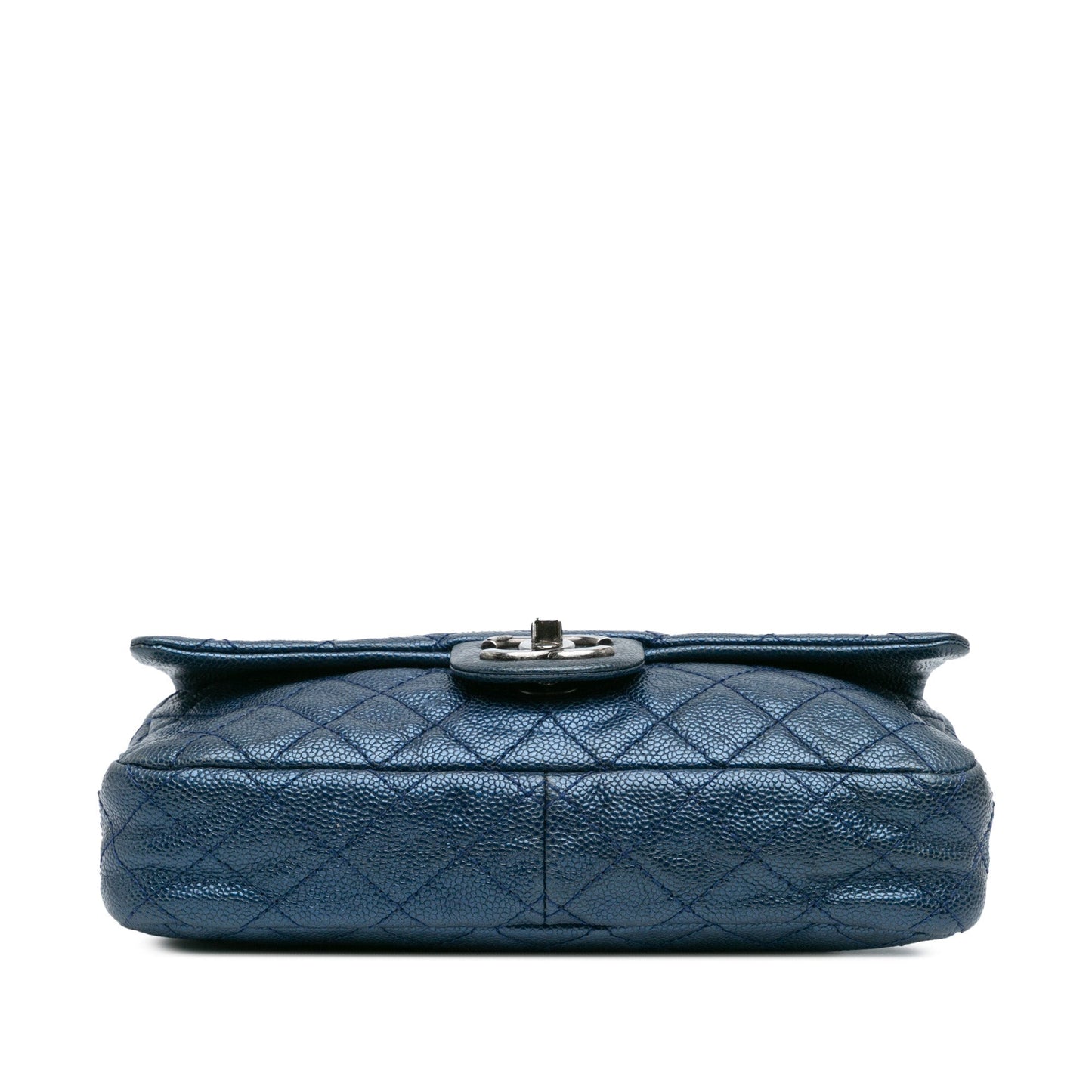 Blue Chanel Medium Quilted Iridescent Caviar Easy Flap Shoulder Bag