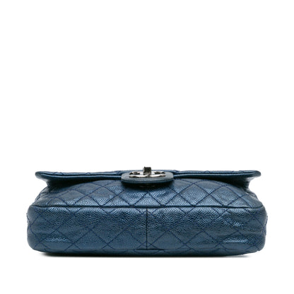 Blue Chanel Medium Quilted Iridescent Caviar Easy Flap Shoulder Bag