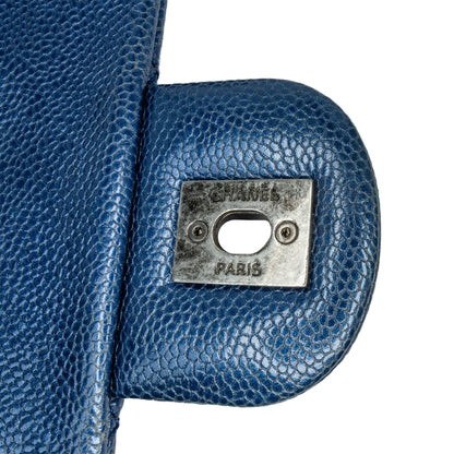 Blue Chanel Medium Quilted Iridescent Caviar Easy Flap Shoulder Bag