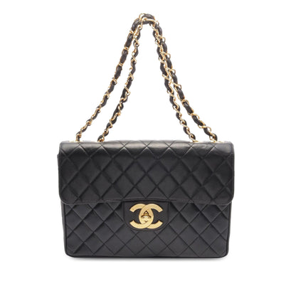 Black Chanel Jumbo XL Classic Lambskin Single Flap Shoulder Bag