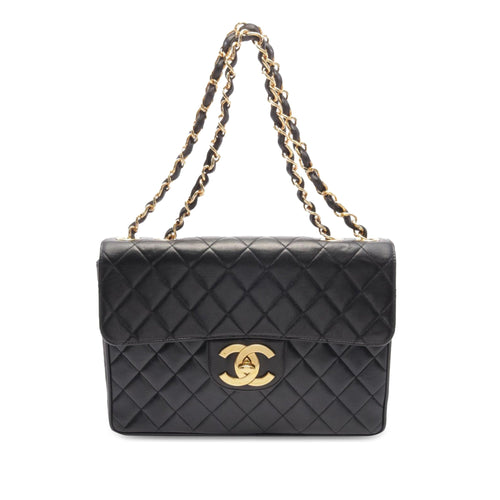 Black Chanel Jumbo XL Classic Lambskin Single Flap Shoulder Bag