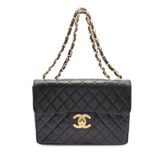 Black Chanel Jumbo XL Classic Lambskin Single Flap Shoulder Bag