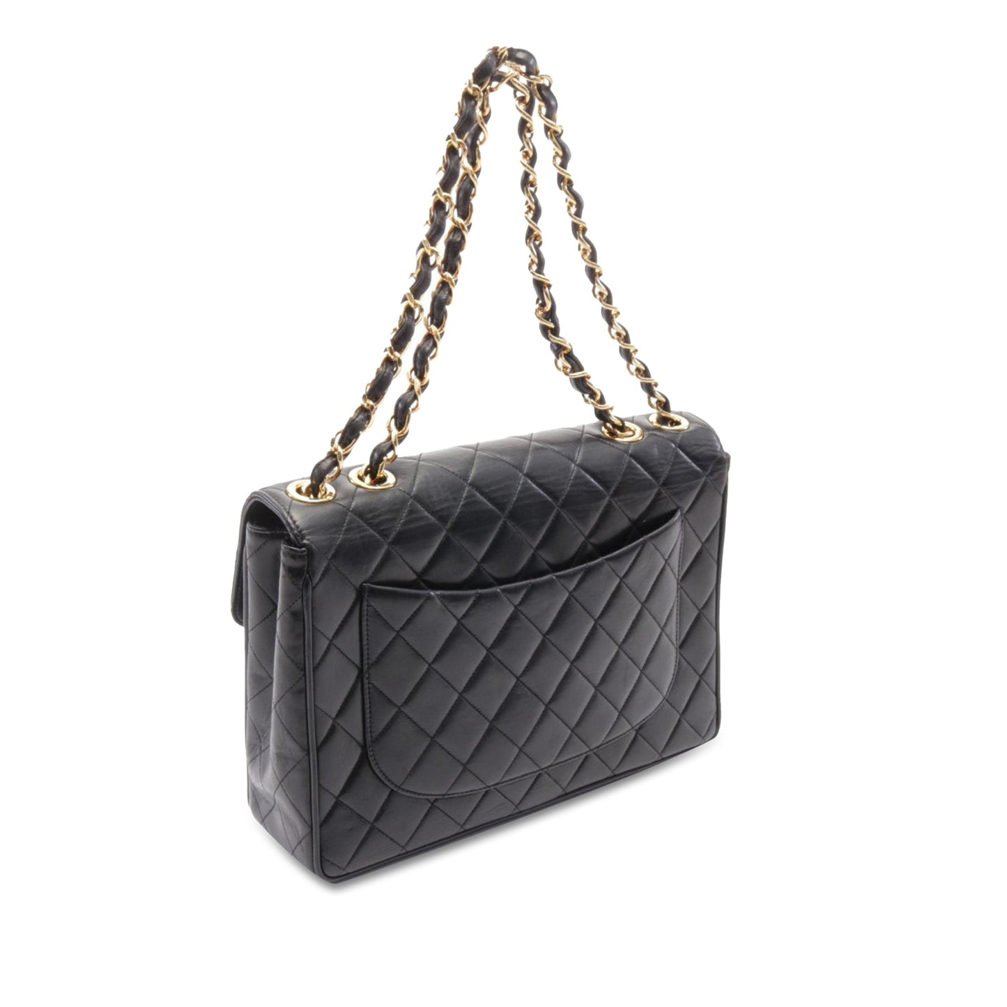 Black Chanel Jumbo XL Classic Lambskin Single Flap Shoulder Bag
