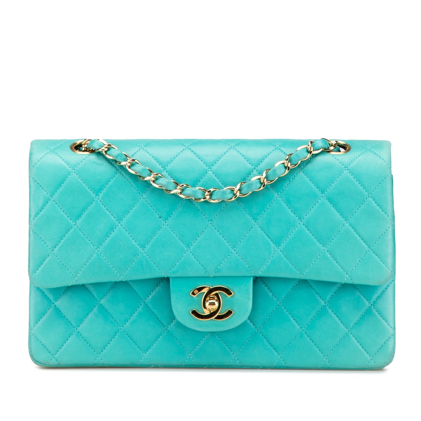 Blue Chanel Medium Classic Lambskin Double Flap Shoulder Bag