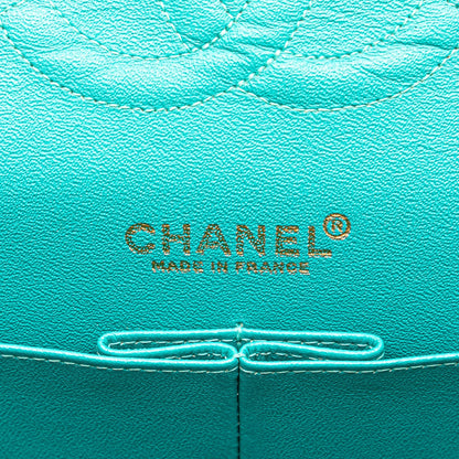 Blue Chanel Medium Classic Lambskin Double Flap Shoulder Bag