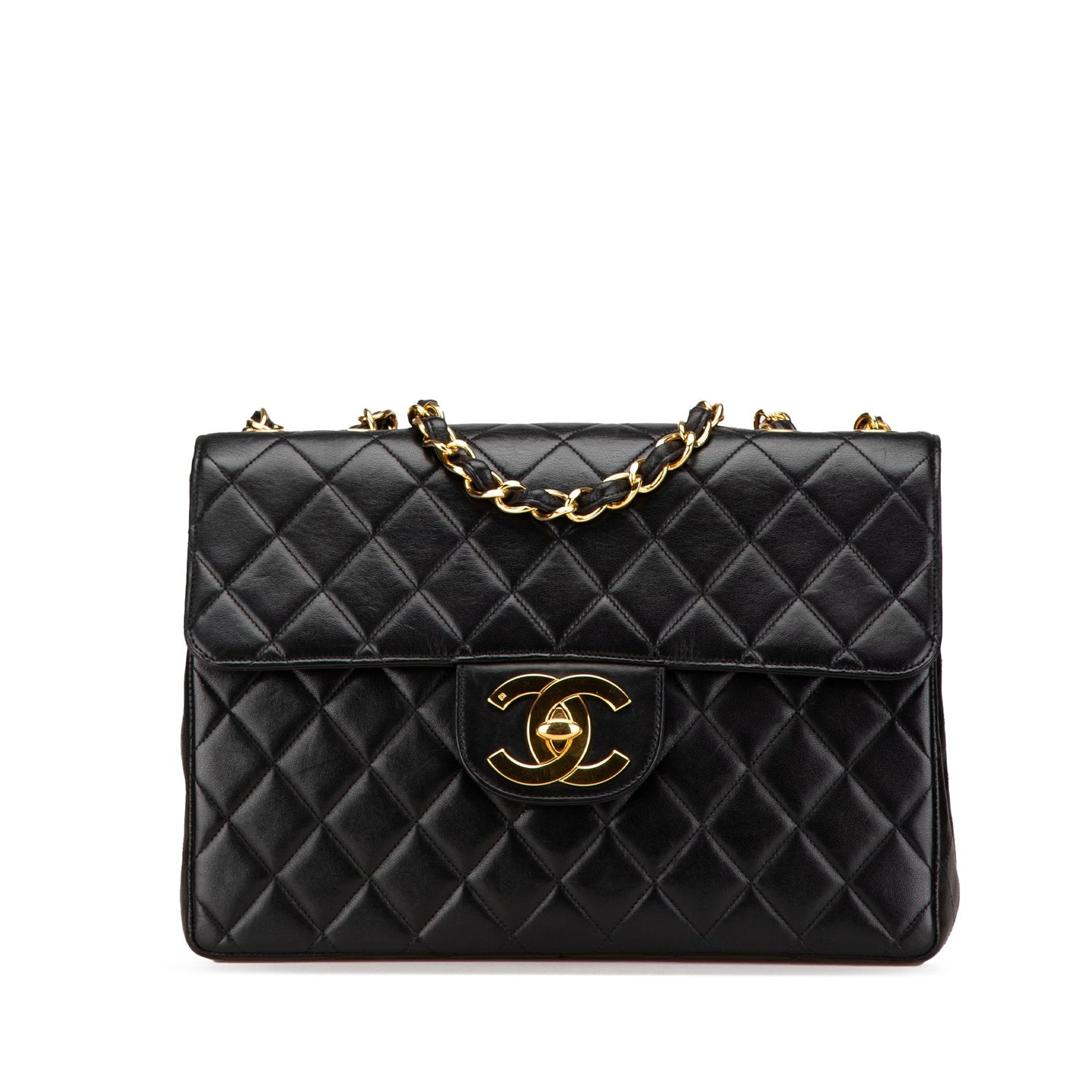 Black Chanel Jumbo XL Classic Lambskin Single Flap Shoulder Bag