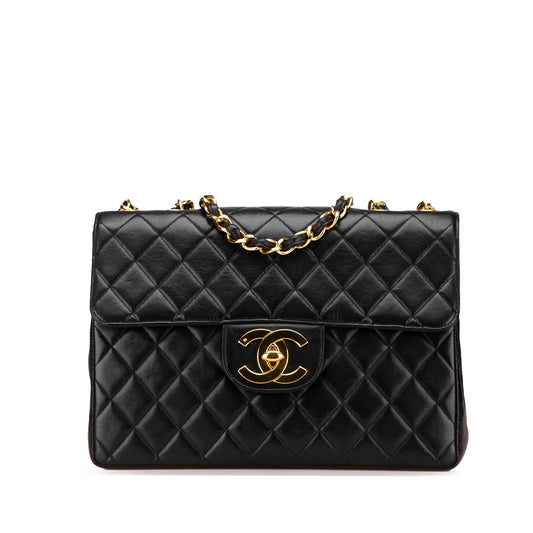 Black Chanel Jumbo XL Classic Lambskin Single Flap Shoulder Bag