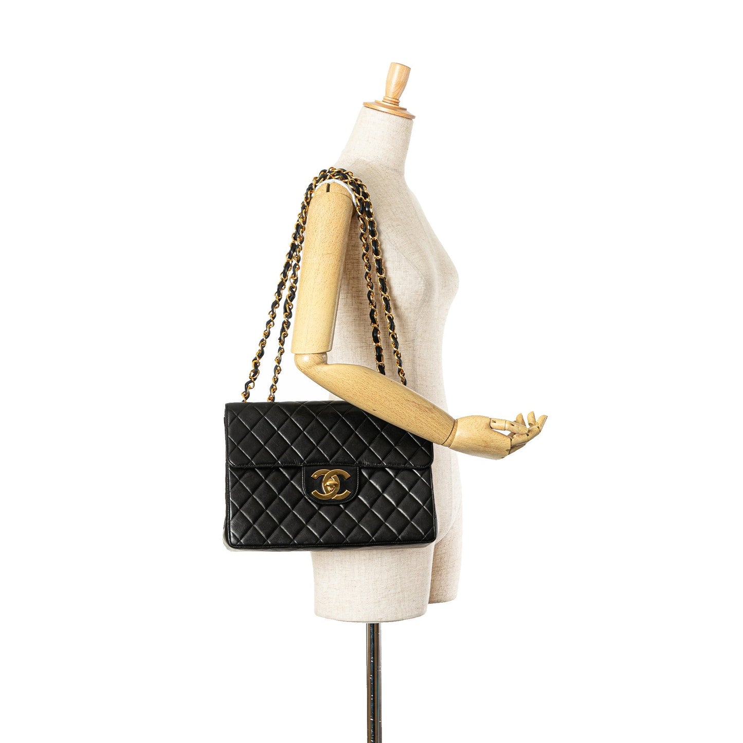 Black Chanel Jumbo XL Classic Lambskin Single Flap Shoulder Bag