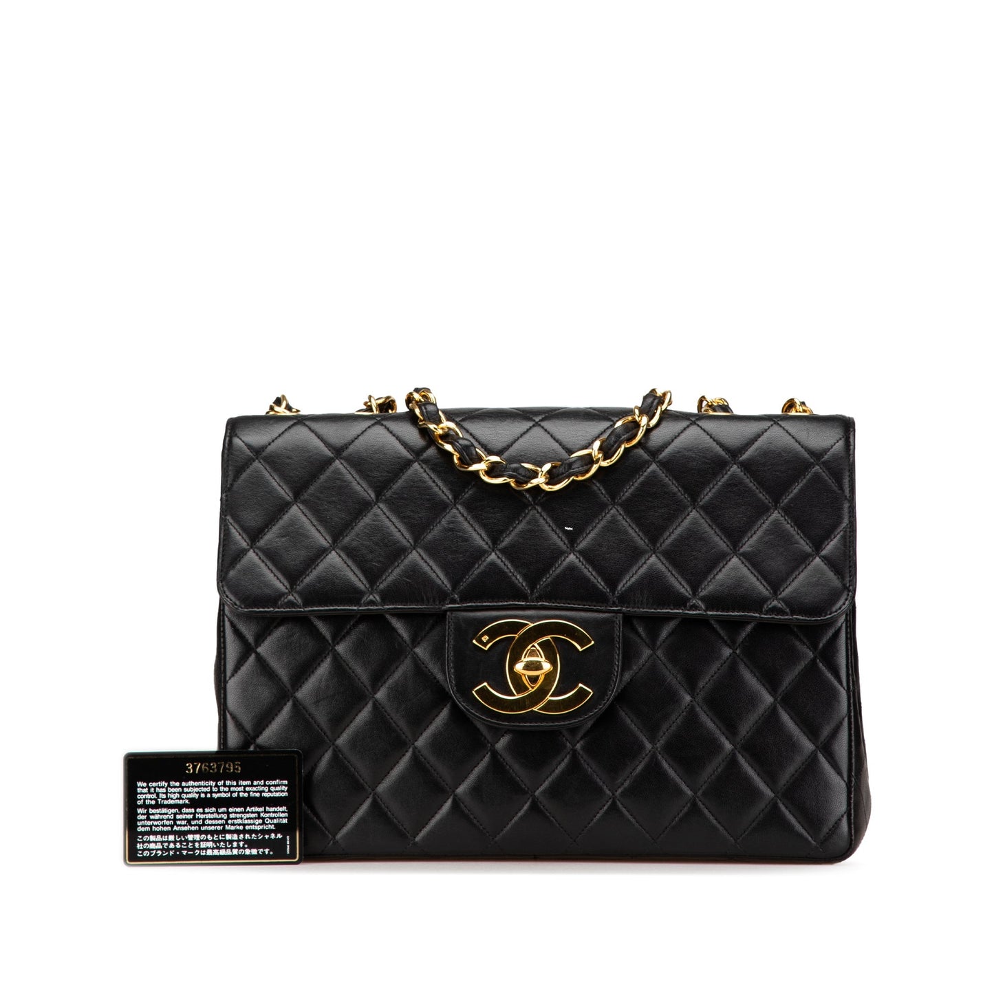 Black Chanel Jumbo XL Classic Lambskin Single Flap Shoulder Bag