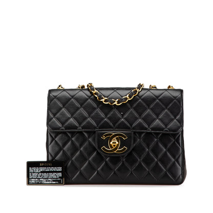 Black Chanel Jumbo XL Classic Lambskin Single Flap Shoulder Bag