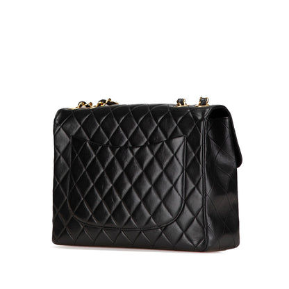 Black Chanel Jumbo XL Classic Lambskin Single Flap Shoulder Bag