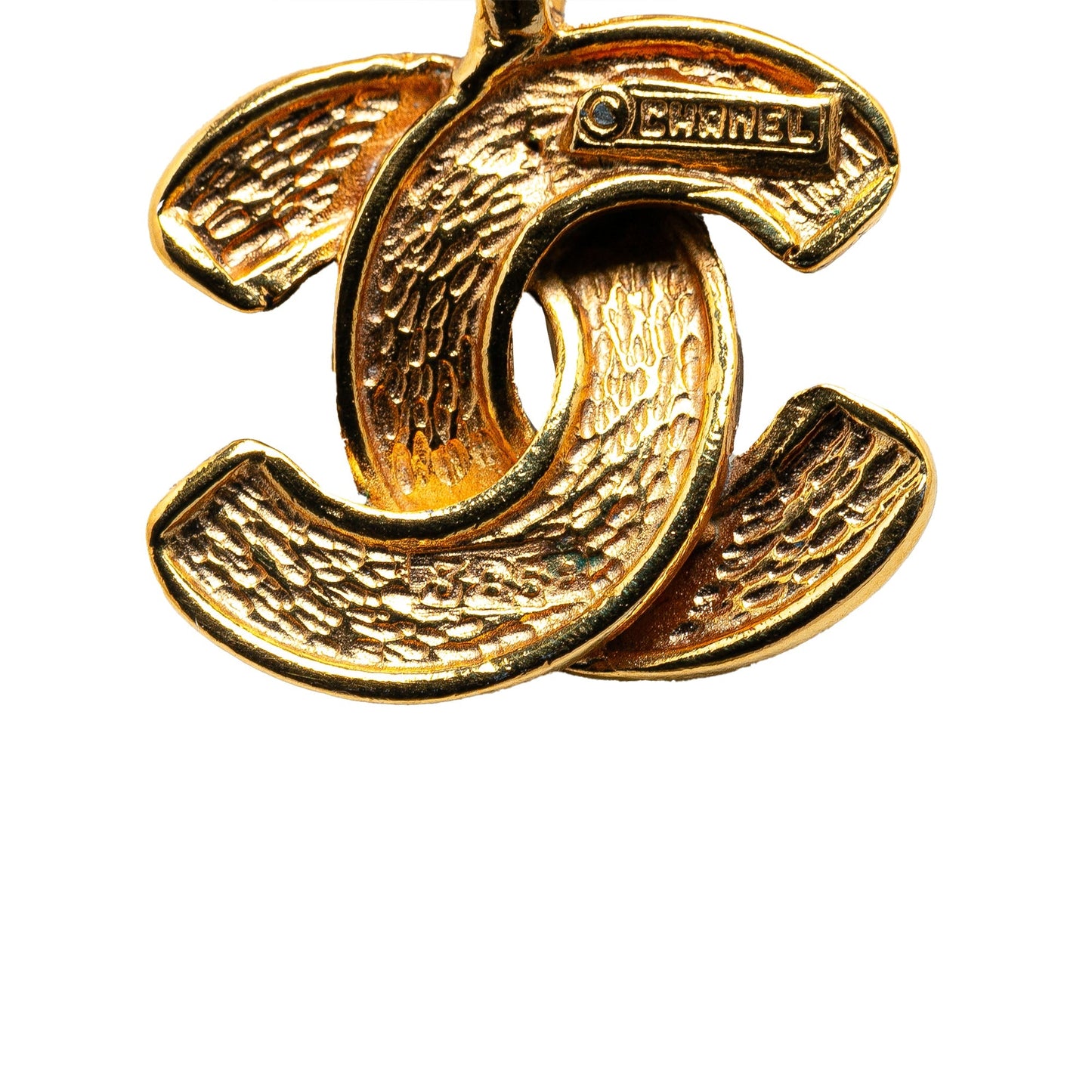 Gold Chanel Gold Plated Quilted CC Pendant Necklace