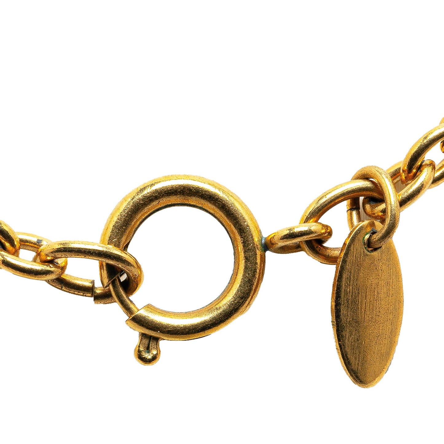 Gold Chanel Gold Plated Quilted CC Pendant Necklace