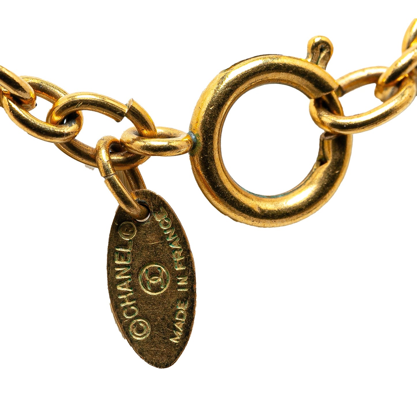Gold Chanel Gold Plated Quilted CC Pendant Necklace