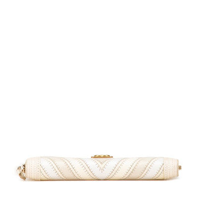 Beige Chanel Mixed Leather Chevron Boy Zip Around Wallet