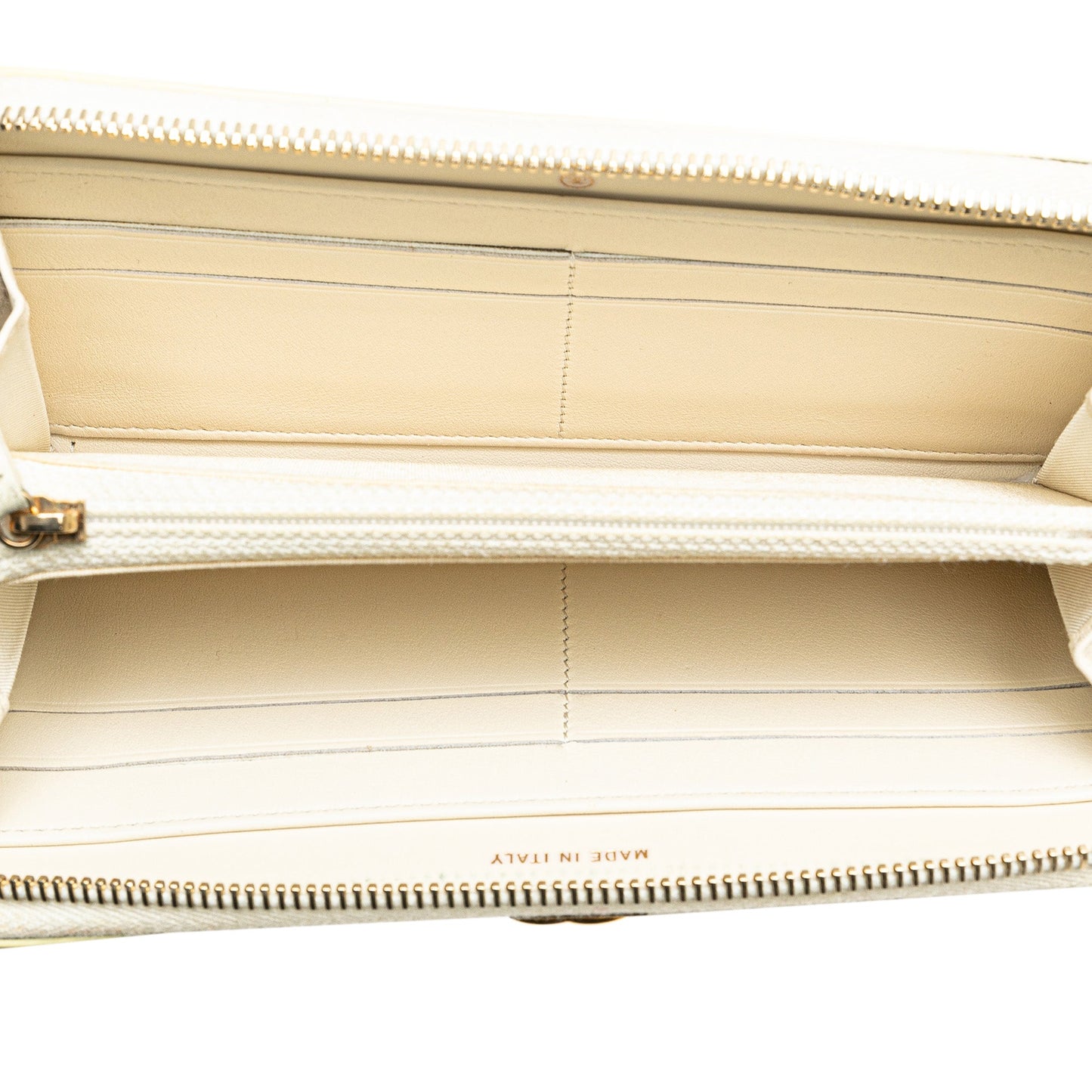 Beige Chanel Mixed Leather Chevron Boy Zip Around Wallet