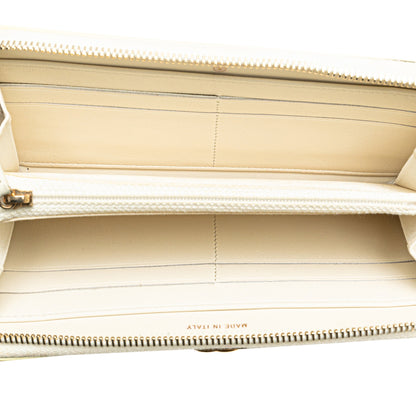 Beige Chanel Mixed Leather Chevron Boy Zip Around Wallet