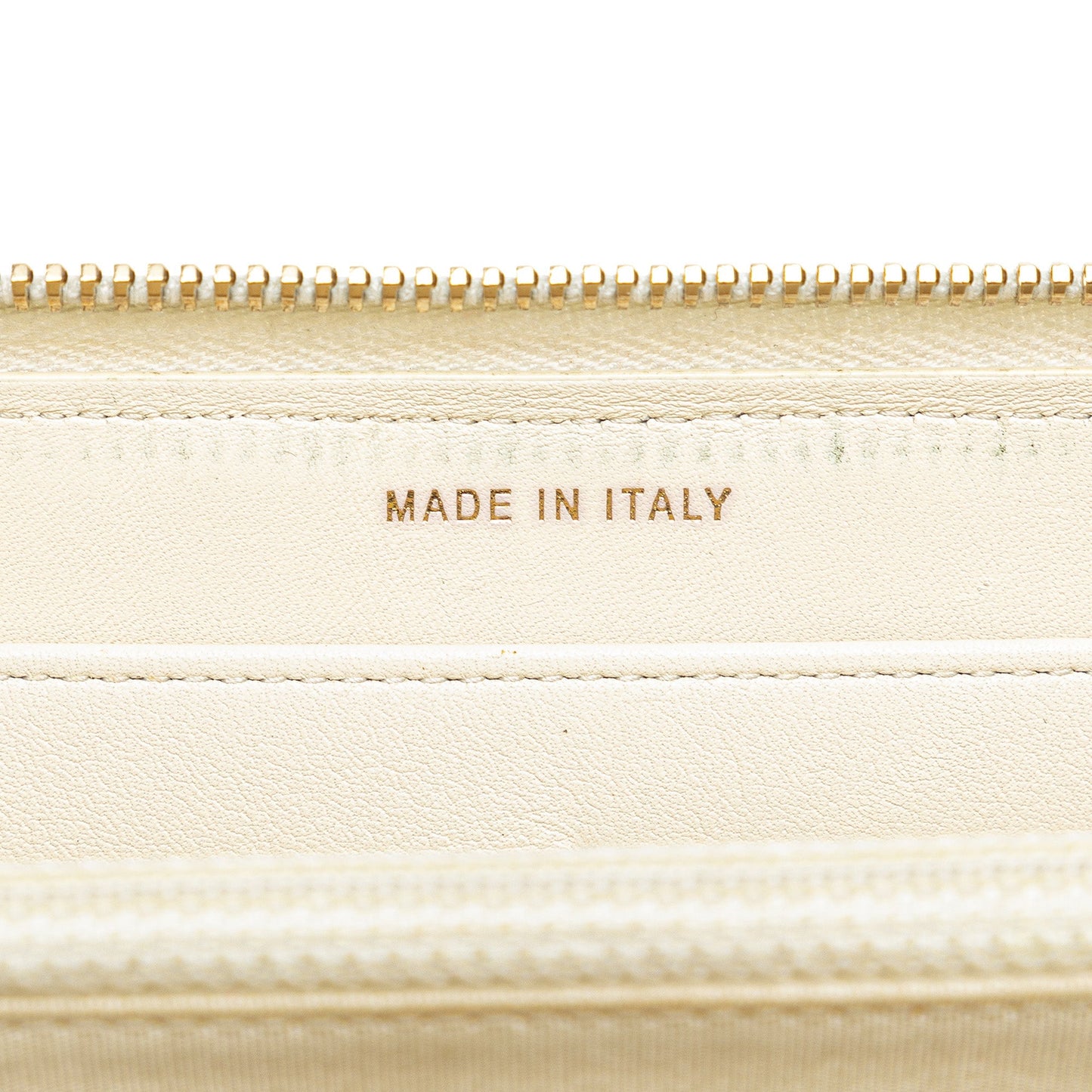 Beige Chanel Mixed Leather Chevron Boy Zip Around Wallet