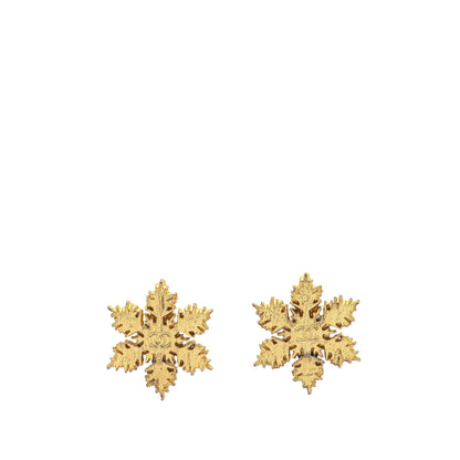 Gold Chanel Gold Plated CC Snowflake Clip On Earrings