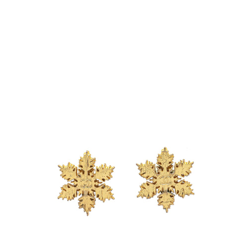 Gold Chanel Gold Plated CC Snowflake Clip On Earrings
