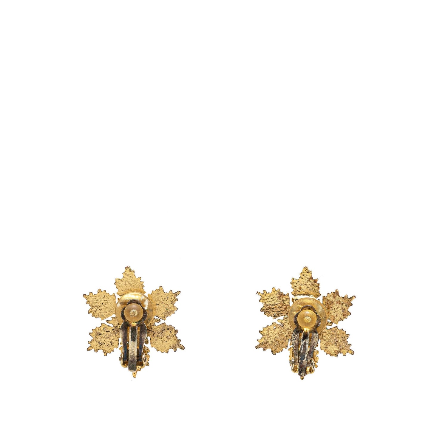 Gold Chanel Gold Plated CC Snowflake Clip On Earrings