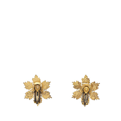 Gold Chanel Gold Plated CC Snowflake Clip On Earrings
