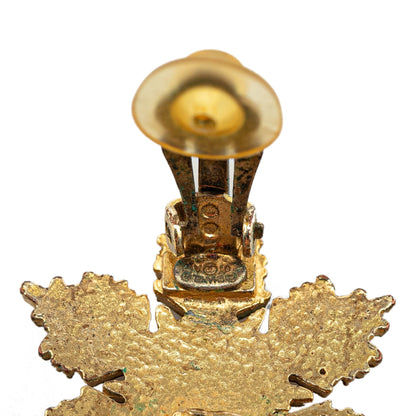Gold Chanel Gold Plated CC Snowflake Clip On Earrings