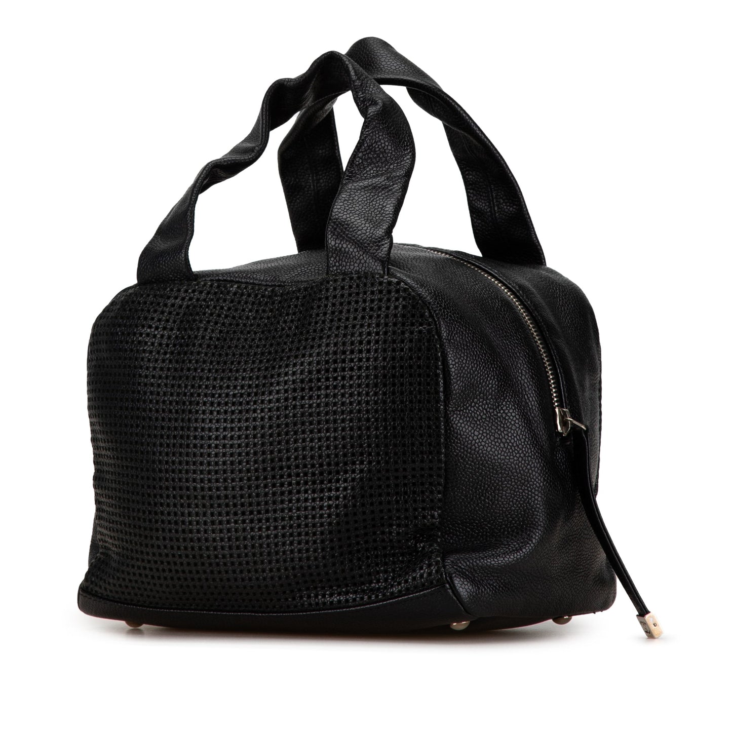 Black Chanel CC Perforated Caviar Bowler Bag